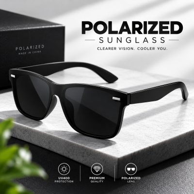 Polarized Made in China Sunglasses for Men – UV400 Protection Fashion Sun Glasses with Acrylic Metal Frame & CE/FDA Certified Polarized Lenses, Stylish Outdoor Eyewear